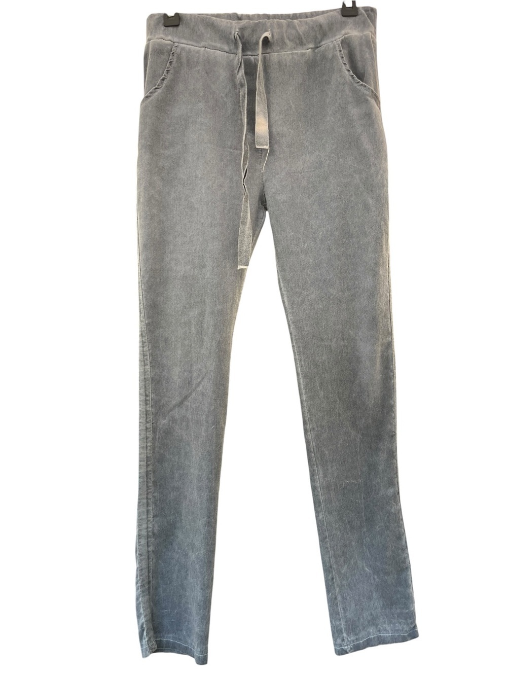 Gigi Moda Made in Italy Gray Drawstring Skinny Pants